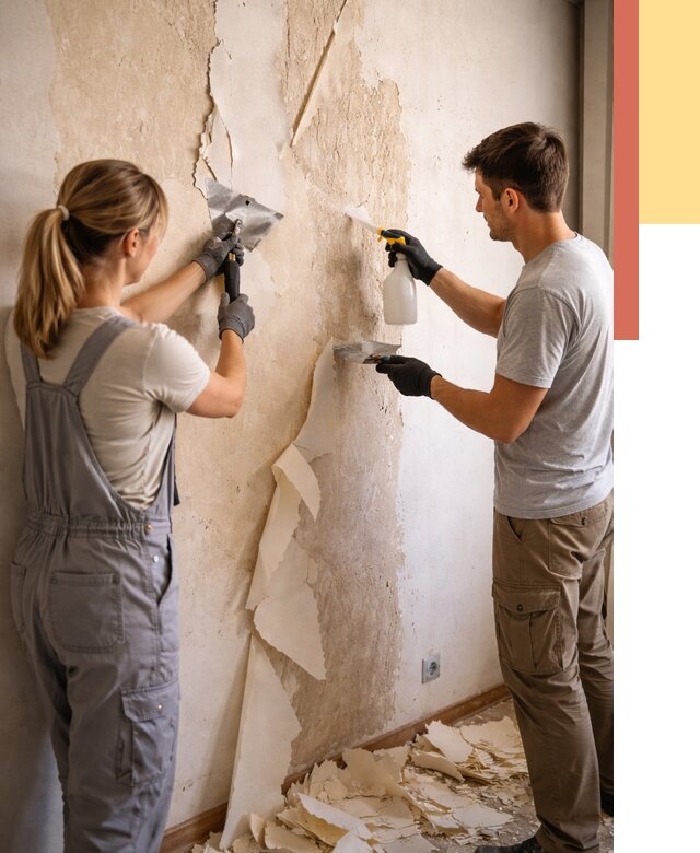 Снятие старых обоев в Чехове от 5338 руб. под ключ недорого | ОТДЕЛОЧНИК-Чхв