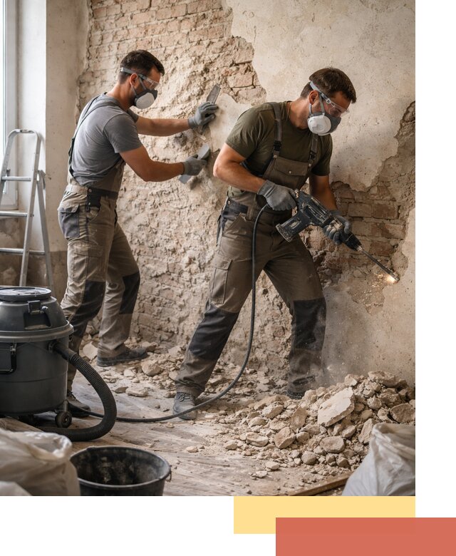 Демонтаж штукатурки со стен в Чехове быстро и аккуратно