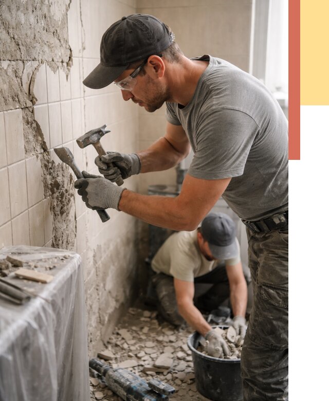 Демонтаж плитки со стен в Чехове от 864 руб. — быстро и недорого | ОТДЕЛОЧНИК-Чхв