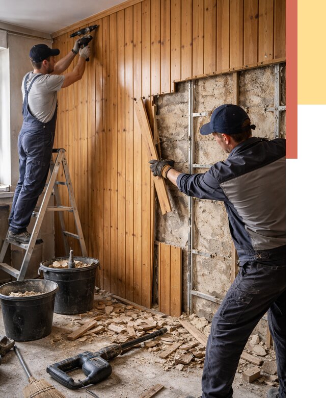 Демонтаж вагонки со стен в Чехове от 1474 руб. — снятие, удаление, срочно | ОТДЕЛОЧНИК-Чхв