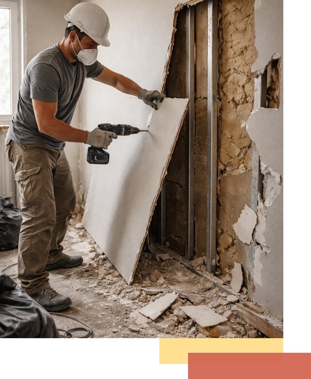 Демонтаж гипсокартона со стен в Чехове качественно и быстро