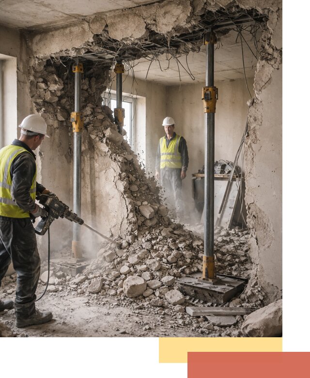 Снос несущих стен в Чехове с гарантией безопасности и качества