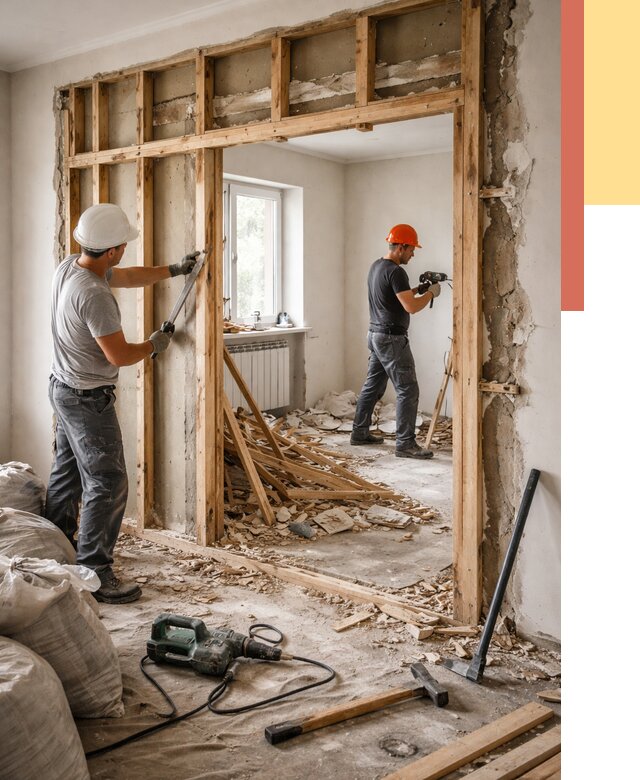 Демонтаж деревянных перегородок в Чехове от 3253 руб. — быстро и недорого | ОТДЕЛОЧНИК-Чхв