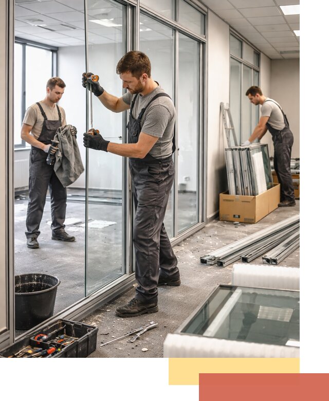 Демонтаж стеклянных перегородок в Чехове быстро и безопасно