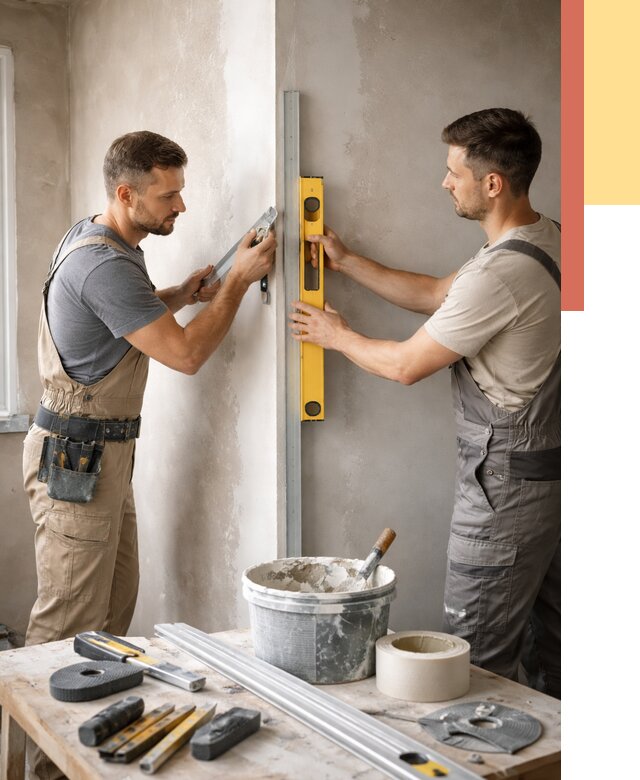 Выведение углов стен в Чехове от 1881 руб. быстро и недорого | ОТДЕЛОЧНИК-Чхв