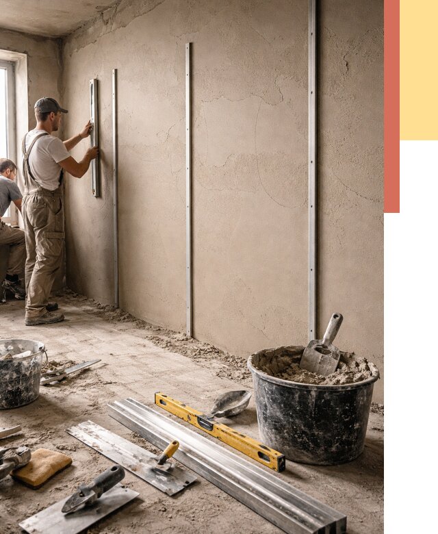 Штукатурка стен по маякам в Чехове от 5592 руб./м² — выравнивание под ключ | ОТДЕЛОЧНИК-Чхв