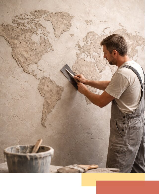 Декоративная штукатурка «Карта мира» под ключ в Чехове