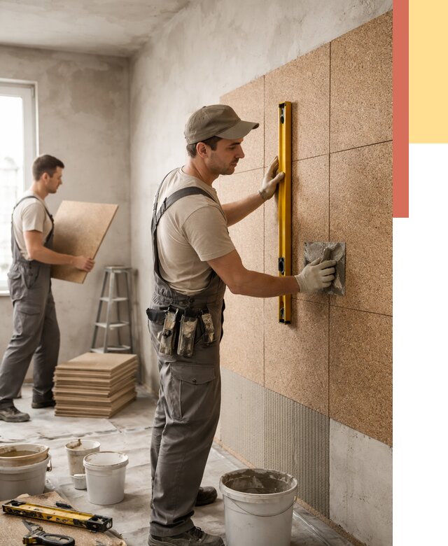 Монтаж пробковых панелей на стены в Чехове от 3558 руб. — ОТДЕЛОЧНИК-Чхв