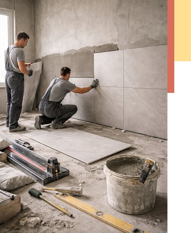 Облицовка стен керамогранитом в Чехове от 4270 руб./м² — услуги под ключ | ОТДЕЛОЧНИК-Чхв