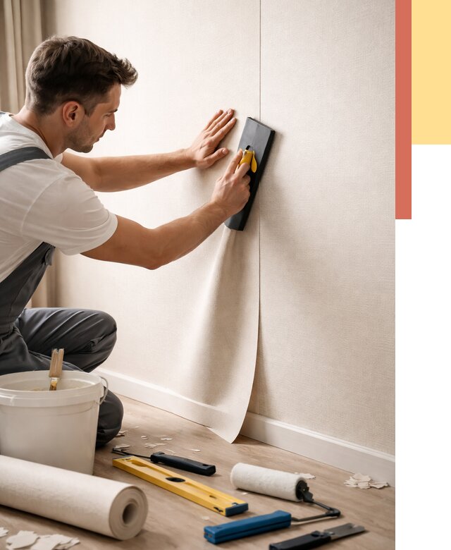 Поклейка виниловых обоев в Чехове от 4575 руб. | Быстро и недорого — ОТДЕЛОЧНИК-Чхв