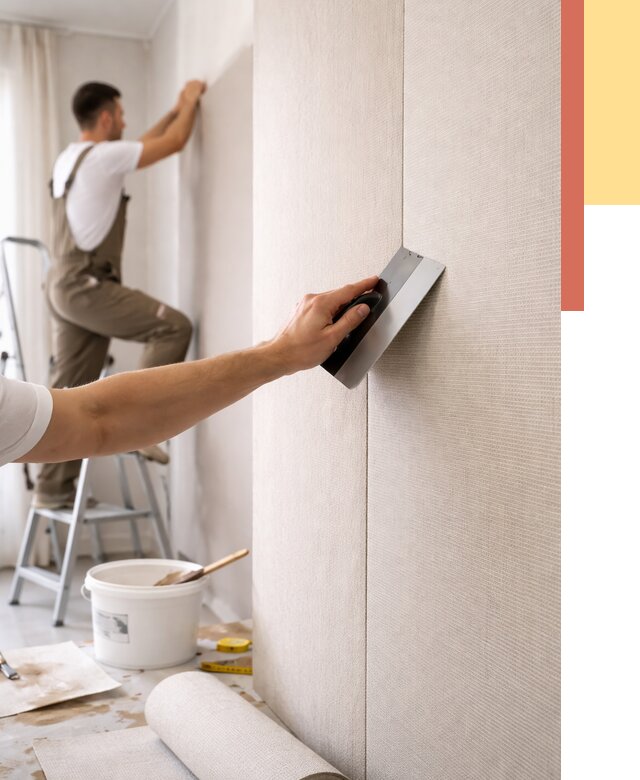 Поклейка текстильных обоев в Чехове от 4575 руб. под ключ | ОТДЕЛОЧНИК-Чхв