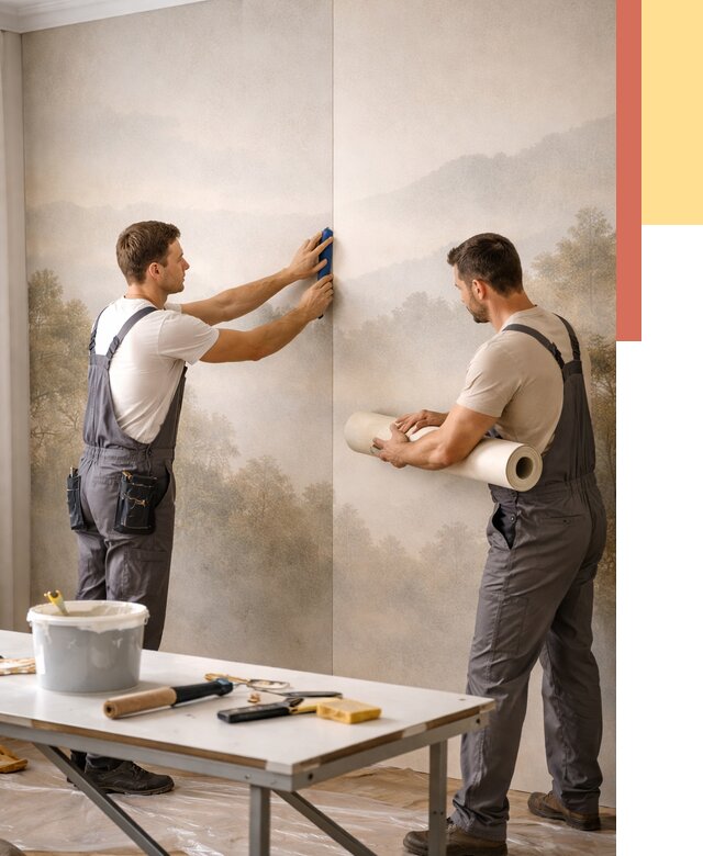 Поклейка фотообоев в Чехове от 8642 руб/м² — быстро и недорого | ОТДЕЛОЧНИК-Чхв