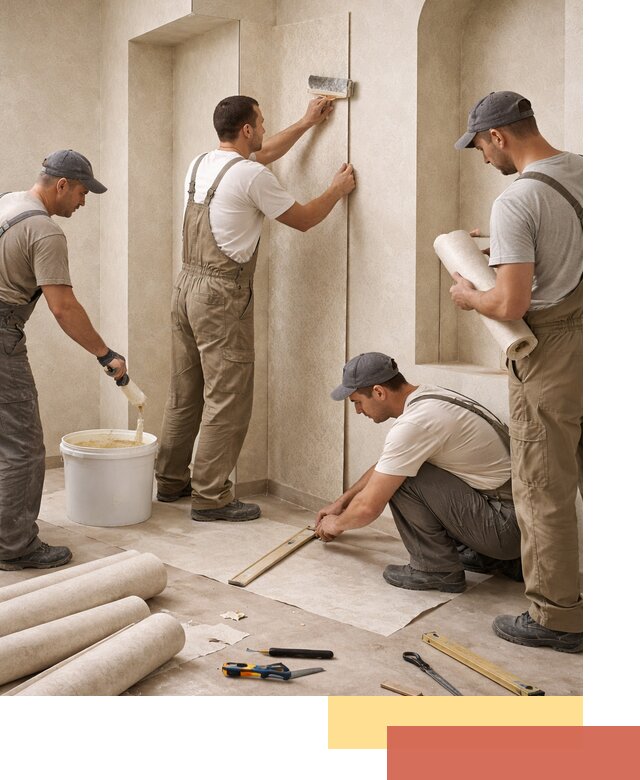 Поклейка обоев на сложные стены и неровные поверхности в Чехове