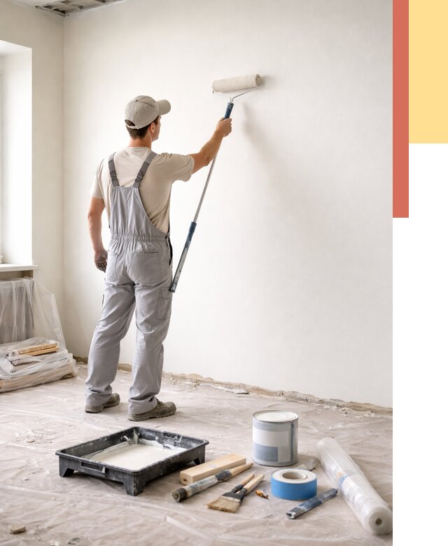 Покраска стен водоэмульсионной краской в Чехове от 458 руб. за м² | ОТДЕЛОЧНИК-Чхв