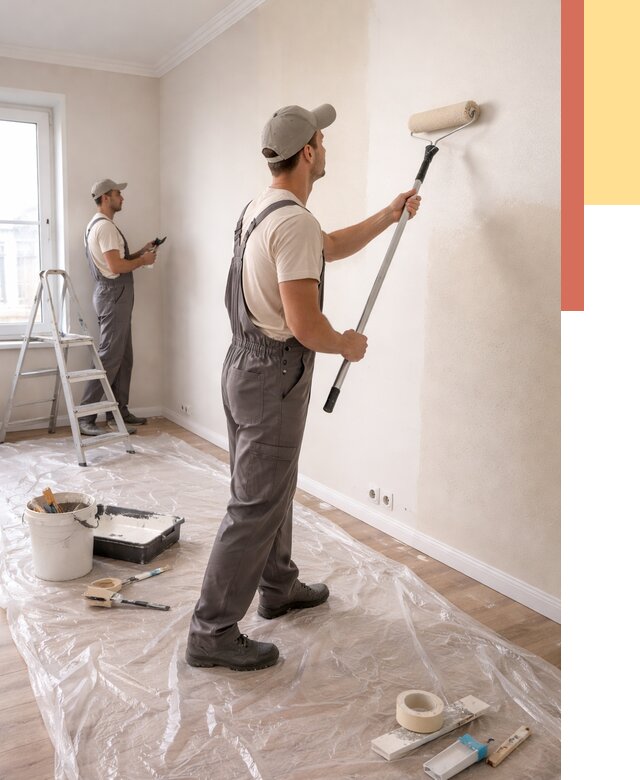 Покраска стен акриловой краской в Чехове от 3558 руб./м² — быстро и недорого | ОТДЕЛОЧНИК-Чхв