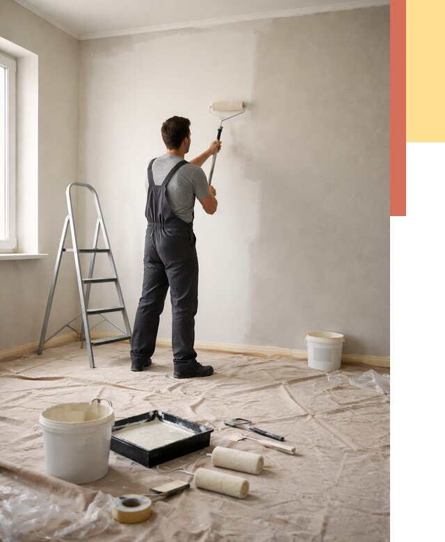 Покраска стен моющейся краской в Чехове от 356 руб./м² — быстро и недорого | ОТДЕЛОЧНИК-Чхв