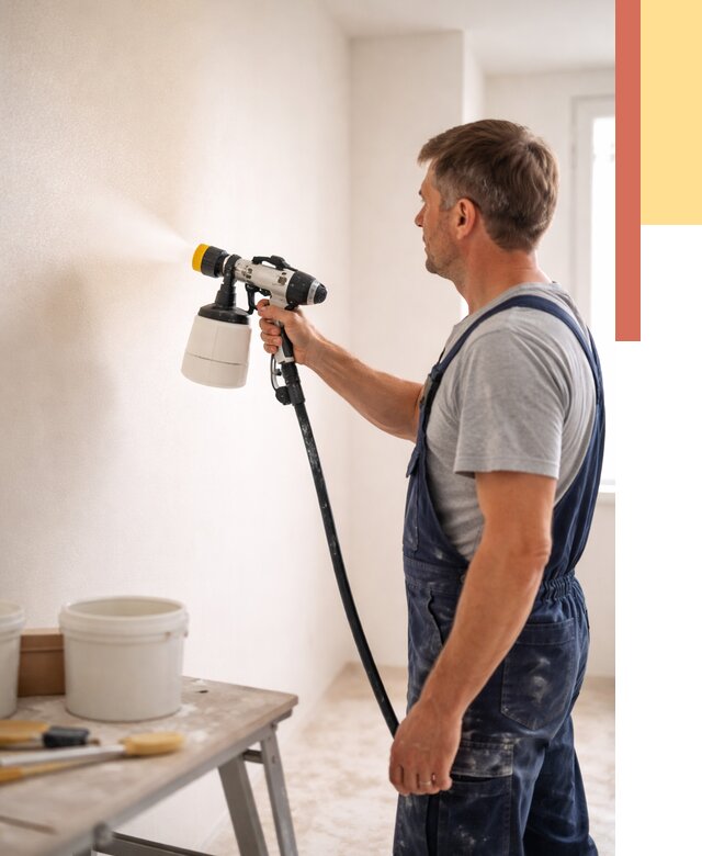 Покраска стен краскопультом в Чехове от 7625 руб. — механизированная покраска | ОТДЕЛОЧНИК-Чхв