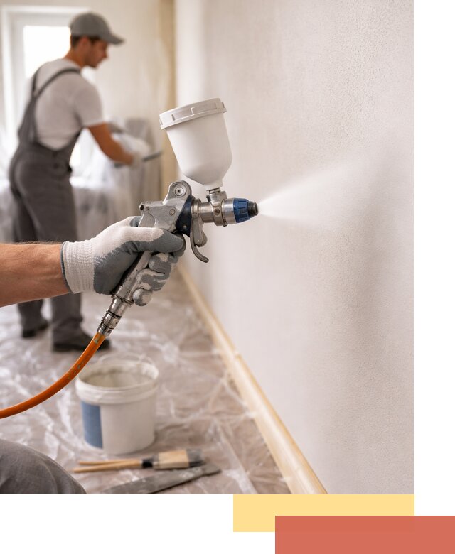 Покраска стен краскопультом в Чехове быстро и качественно