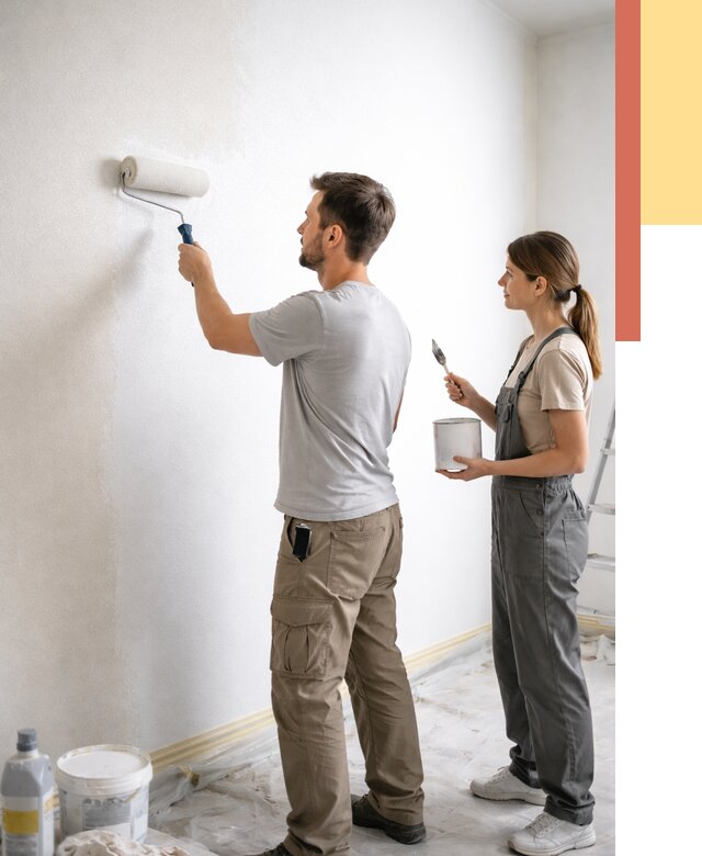 Окраска стен по стеклохолсту в Чехове от 4575 руб/м² под ключ | ОТДЕЛОЧНИК-Чхв