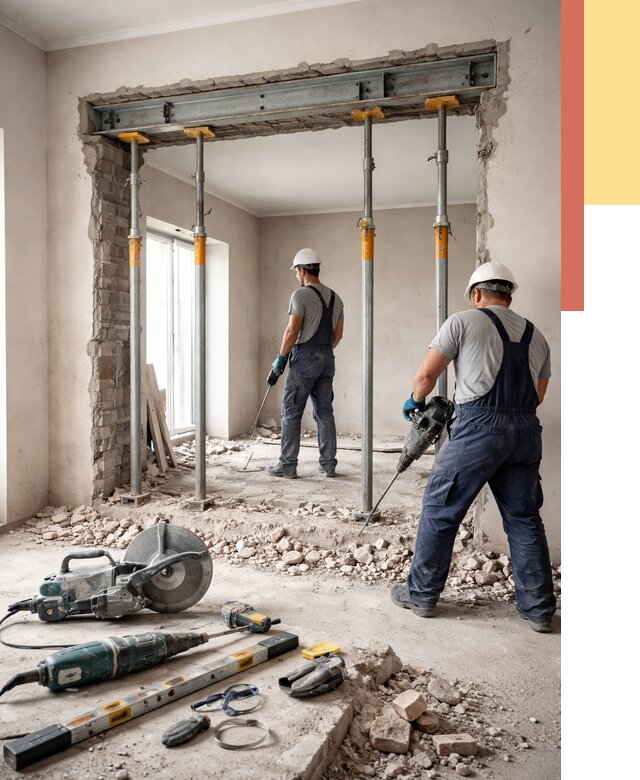 Прорезка проема в стене в Чехове от 4575 руб. — быстро и недорого | ОТДЕЛОЧНИК-Чхв