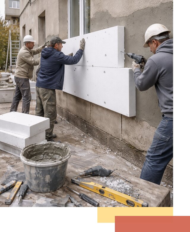 Утепление наружных стен пенопластом в Чехове