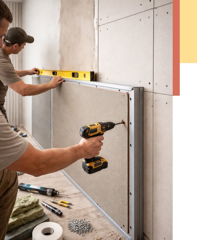 Шумоизоляция стен панелями ЗИПС в Чехове от 2237 руб./м² под ключ | ОТДЕЛОЧНИК-Чхв