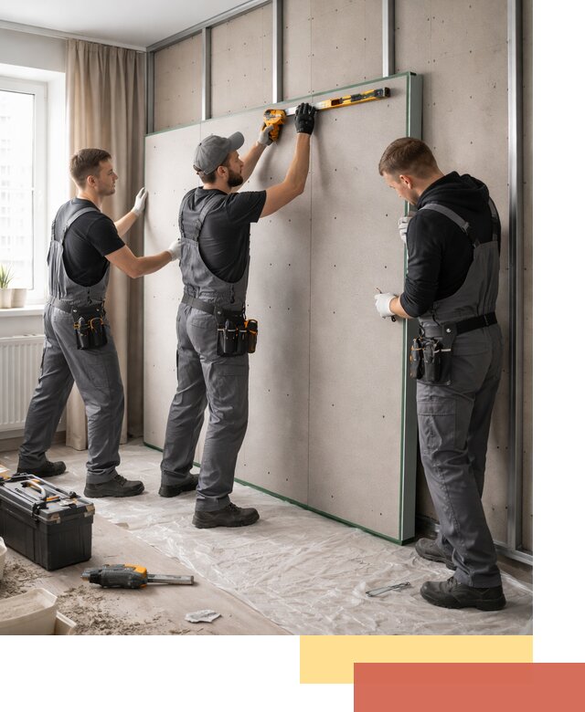 Шумоизоляция стен панелями ЗИПС в Чехове для жилых и коммерческих помещений