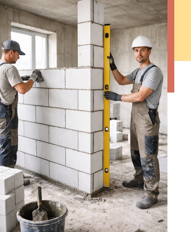 Кладка перегородок из пеноблока в Чехове от 1830 руб. под ключ | ОТДЕЛОЧНИК-Чхв