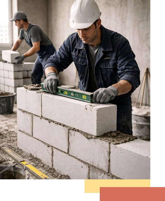 Кладка перегородок из пеноблока под ключ в Чехове