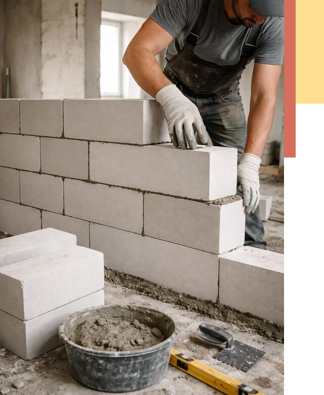 Кладка перегородок из силикатного блока в Чехове от 4067 руб. под ключ | ОТДЕЛОЧНИК-Чхв