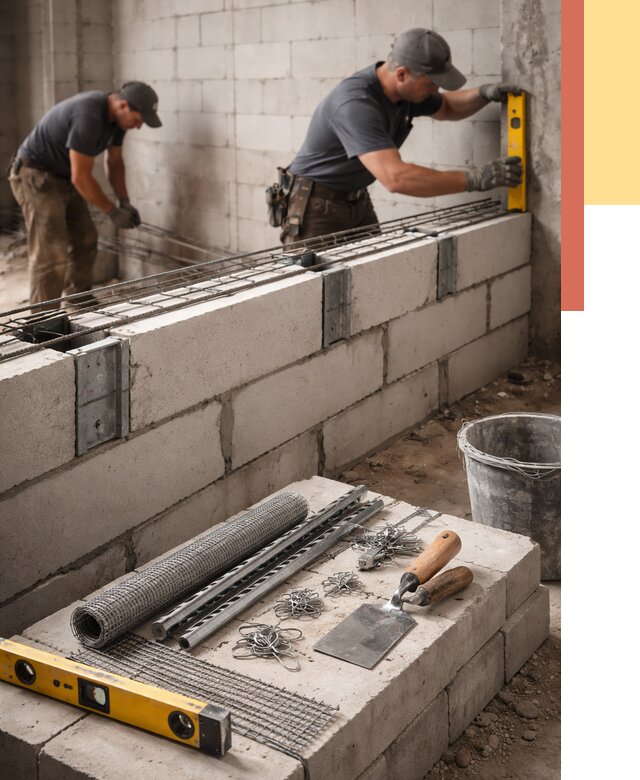 Армирование кладки перегородок в Чехове от 763 руб. под ключ | ОТДЕЛОЧНИК-Чхв