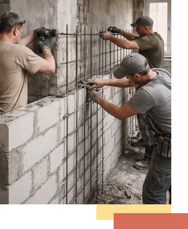 Армирование кладки перегородок в Чехове профессионально и надёжно