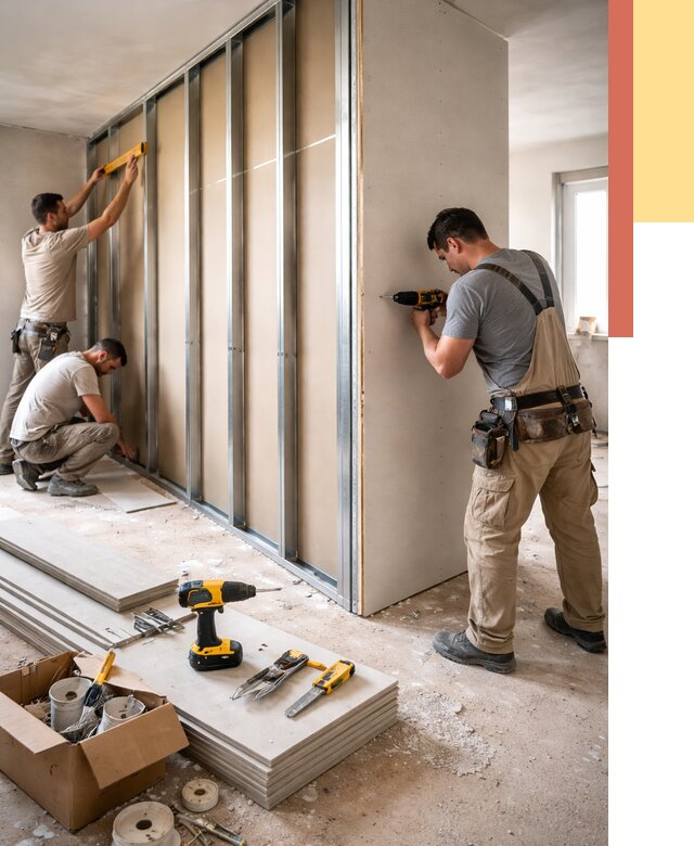 Монтаж однослойной перегородки из гипсокартона в Чехове от 661 руб. | ОТДЕЛОЧНИК-Чхв