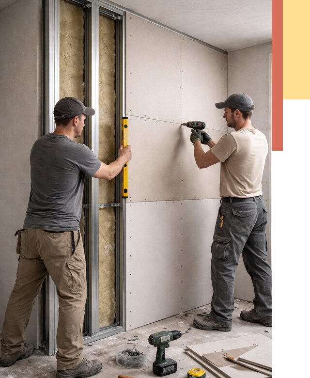 Монтаж двухслойной перегородки из гипсокартона в Чехове от 1474 руб. | ОТДЕЛОЧНИК-Чхв