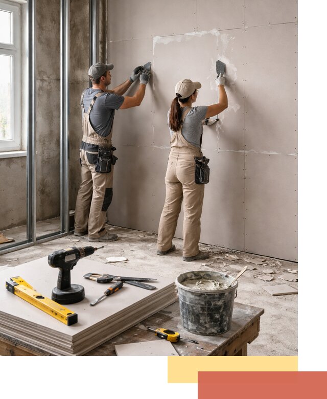 Монтаж двухслойной перегородки из гипсокартона в Чехове