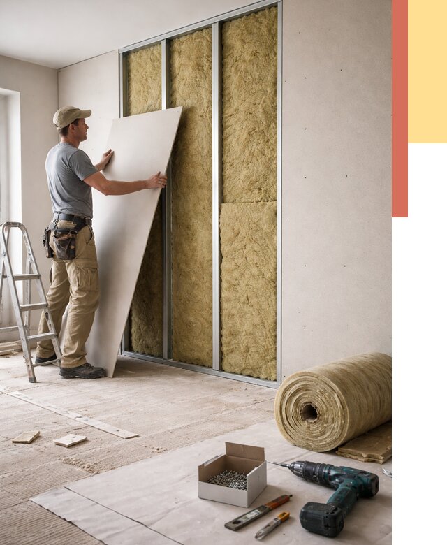 Перегородка из гипсокартона с шумоизоляцией в Чехове от 3172 руб. | ОТДЕЛОЧНИК-Чхв