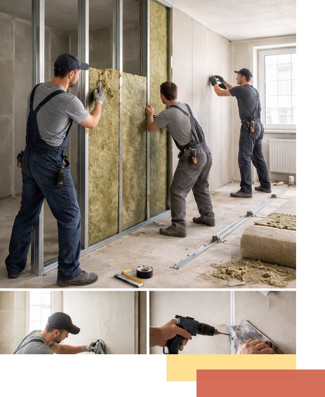 Перегородка из гипсокартона с шумоизоляцией в Чехове — монтаж под ключ