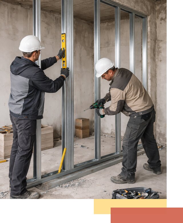 Монтаж каркаса перегородки из профиля в Чехове