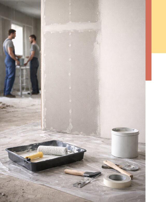 Покраска перегородок из гипсокартона в Чехове от 4575 руб. под ключ | ОТДЕЛОЧНИК-Чхв