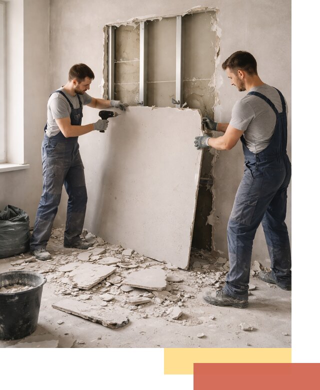 Демонтаж перегородки из гипсокартона в Чехове быстрый и аккуратный