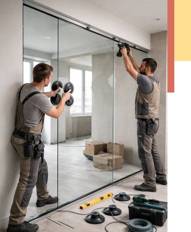 Монтаж стеклянных перегородок в Чехове от 6609 руб. | ОТДЕЛОЧНИК-Чхв