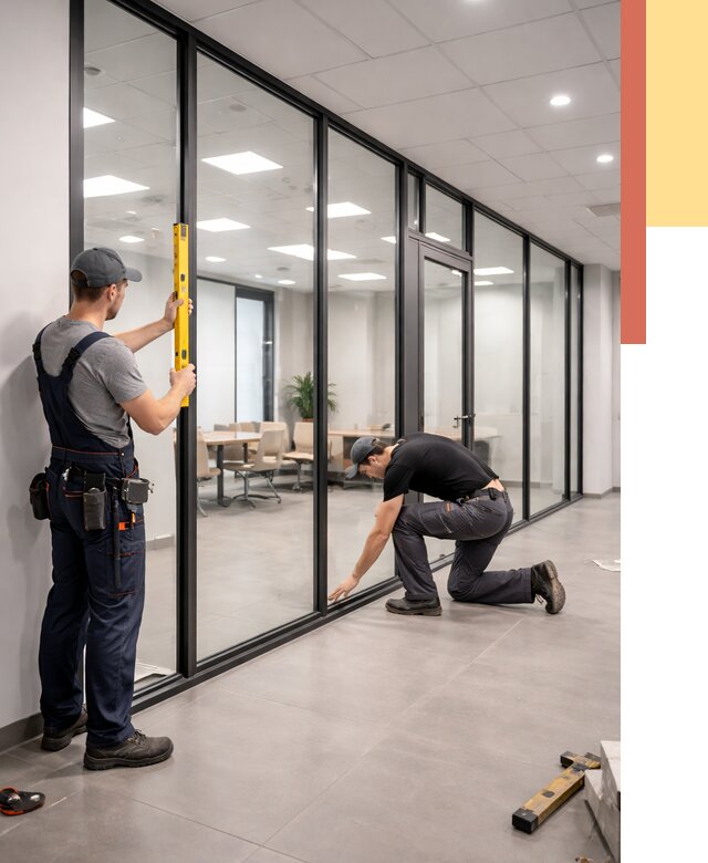 Каркасные стеклянные перегородки в Чехове под ключ от 9354 руб. | ОТДЕЛОЧНИК-Чхв