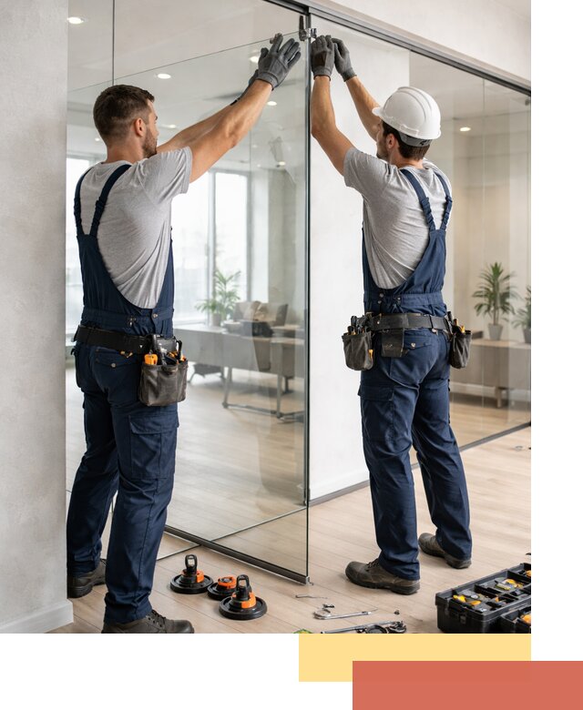 Безрамные стеклянные перегородки под ключ в Чехове