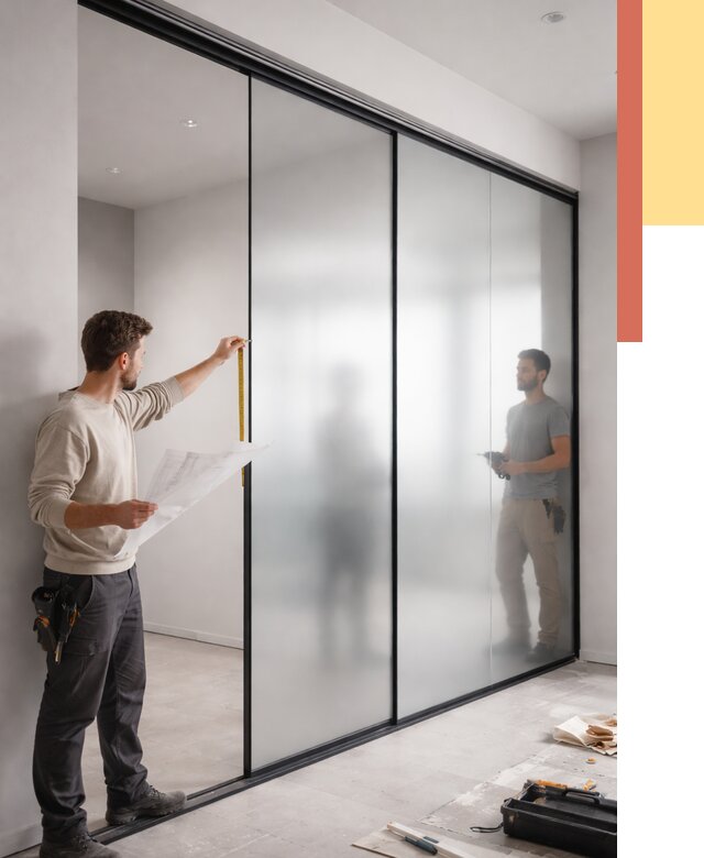 Матовые стеклянные перегородки в Чехове от 8642 руб. — монтаж и установка | ОТДЕЛОЧНИК-Чхв