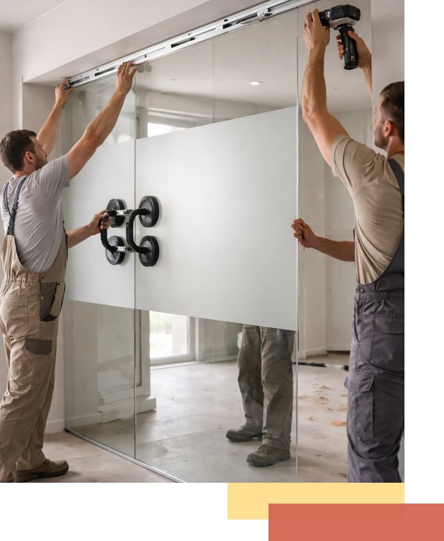 Матовые стеклянные перегородки под ключ в Чехове