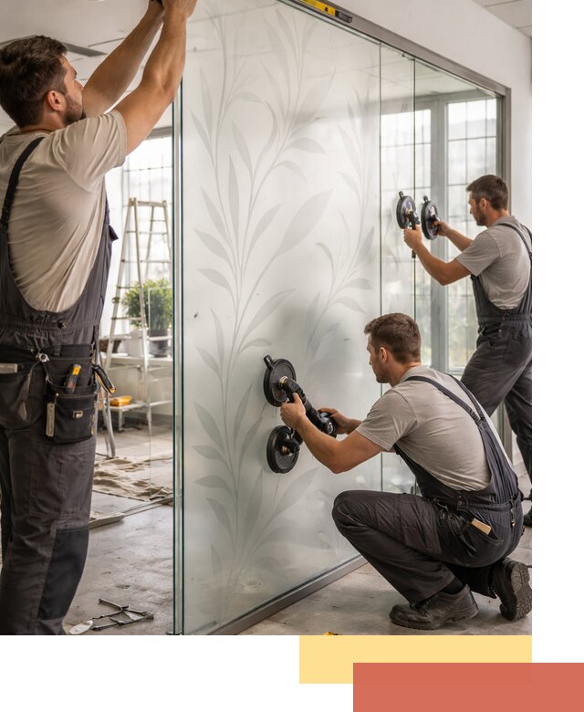 Стеклянные перегородки с рисунком на заказ в Чехове