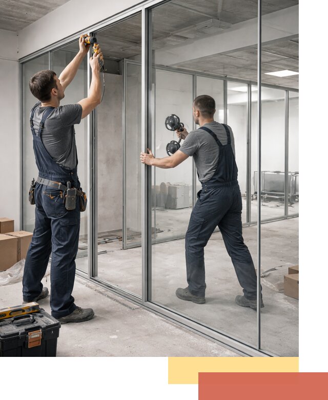 Алюминиевые перегородки со стеклом в Чехове — изготовление и монтаж