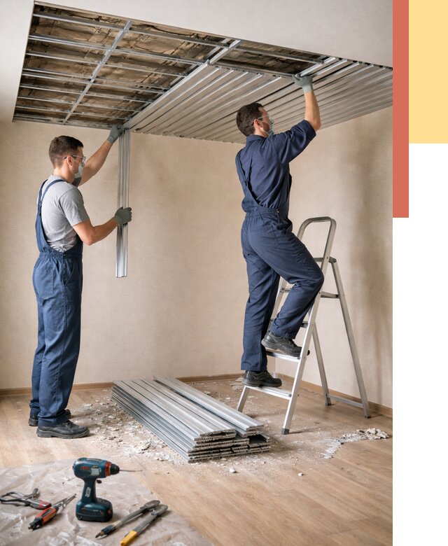 Демонтаж реечного потолка в Чехове от 4575 руб. быстро и недорого | ОТДЕЛОЧНИК-Чхв