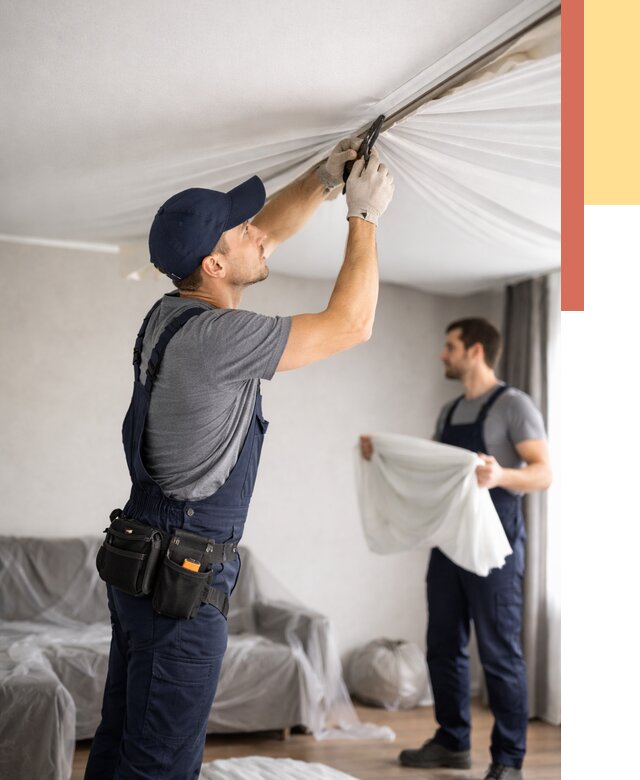 Демонтаж натяжного потолка в Чехове от 4575 руб. — снятие и разбор под ключ | ОТДЕЛОЧНИК-Чхв