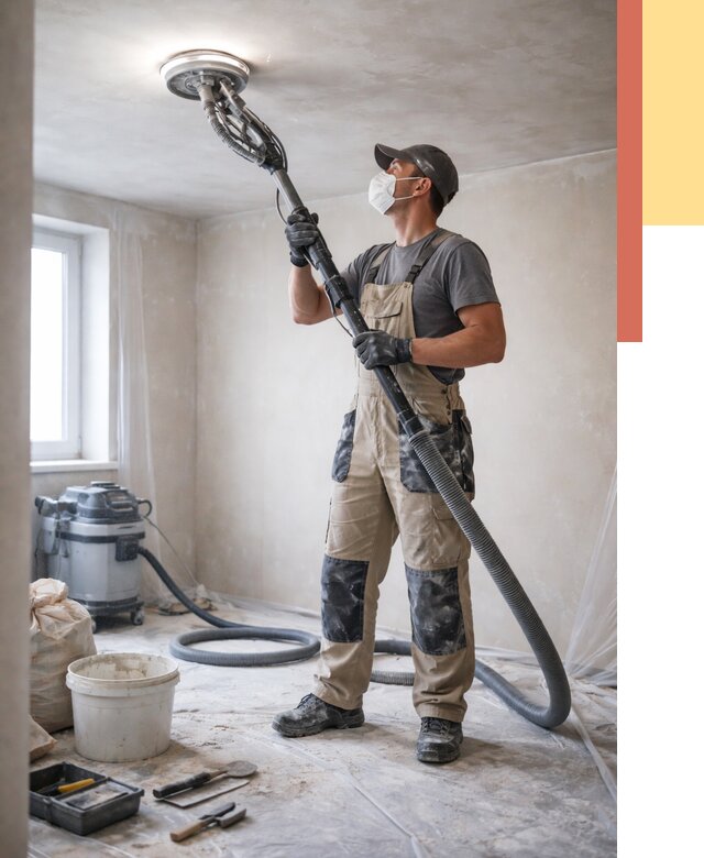 Шлифовка потолка в Чехове от 3558 руб. — услуги шлифования потолка | ОТДЕЛОЧНИК-Чхв